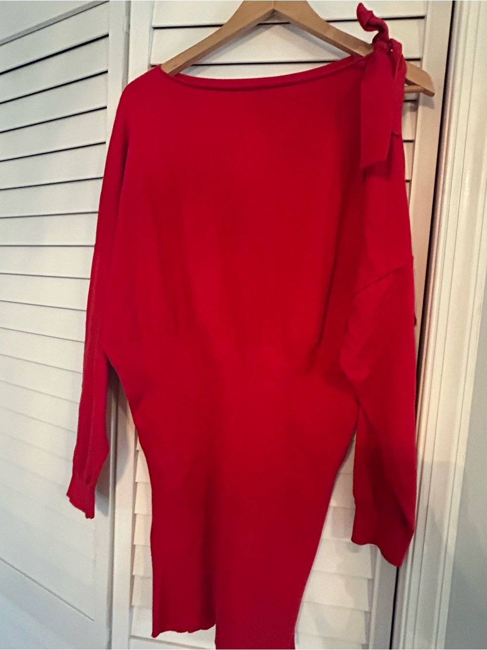 Exlura Red Women's Sweater Dress with bow Accent